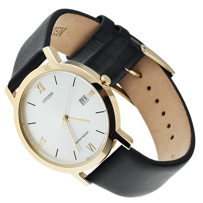 Citizen BK0912-38A Leather klasyczny zegarek złoty - miniatura 4