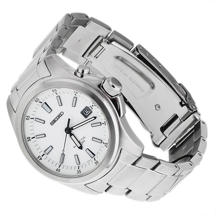 Seiko SKA461P1 Kinetic sportowy zegarek srebrny - miniatura 4
