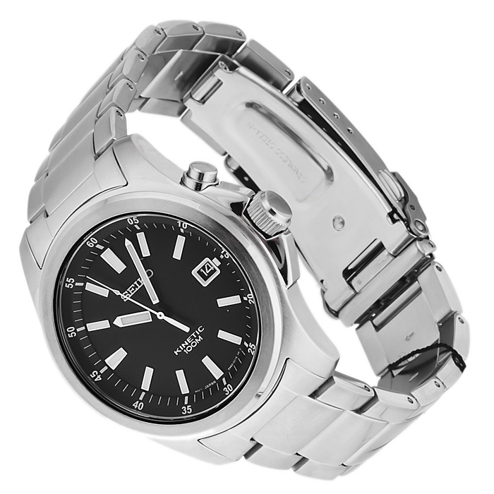 Seiko SKA463P1 Kinetic sportowy zegarek srebrny - miniatura 4