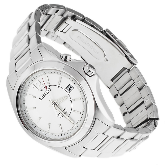 Seiko SKA475P1 Kinetic sportowy zegarek srebrny - miniatura 4