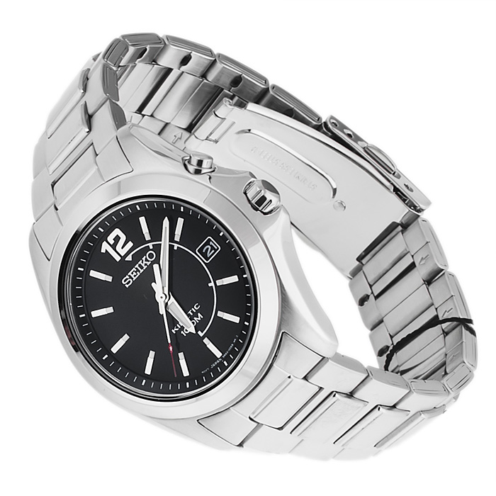 Seiko SKA477P1 Kinetic sportowy zegarek srebrny - miniatura 6