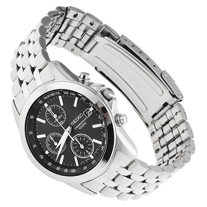 Seiko SNDC09P1 Chronograph sportowy zegarek srebrny - miniatura 4