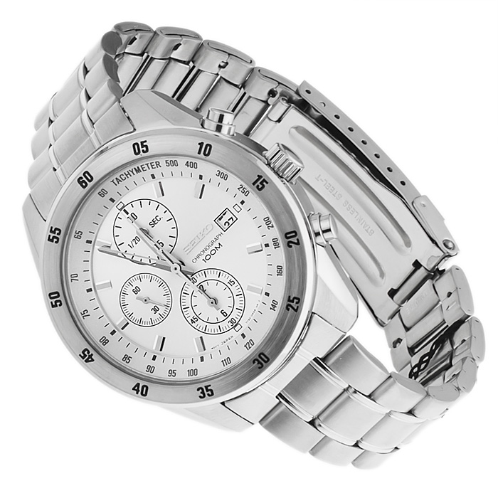 Seiko SNDC41P1 Chronograph sportowy zegarek srebrny - miniatura 4