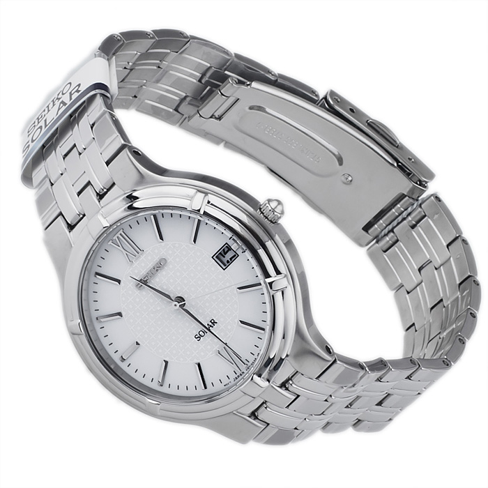 Seiko SNE025P1 Solar Classic Solar klasyczny zegarek srebrny - miniatura 4