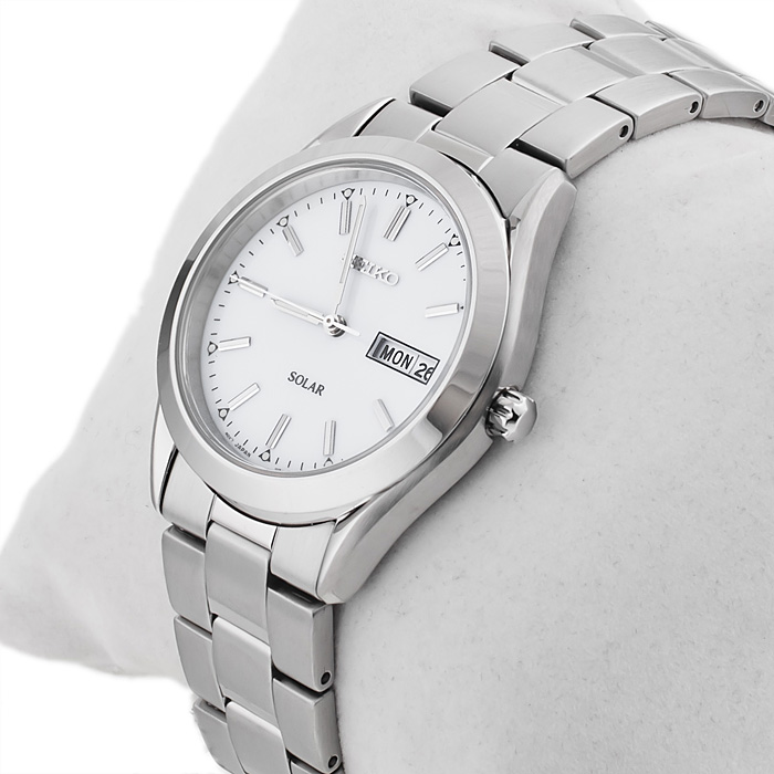 Seiko SNE037P1 Solar zegarek męski klasyczny mineralne utwardzane - miniatura 3
