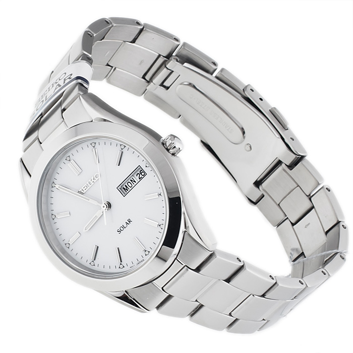 Seiko SNE037P1 Solar klasyczny zegarek srebrny - miniatura 4