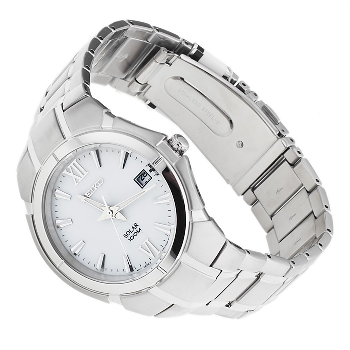 Seiko SNE085P1 Solar klasyczny zegarek srebrny - miniatura 4