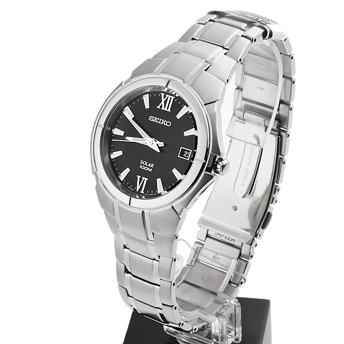 Seiko SNE087P1 Solar zegarek męski klasyczny mineralne utwardzane - miniatura 3