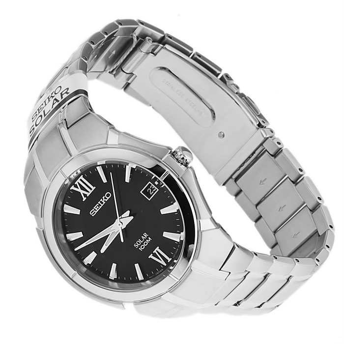 Seiko SNE087P1 Solar klasyczny zegarek srebrny - miniatura 4