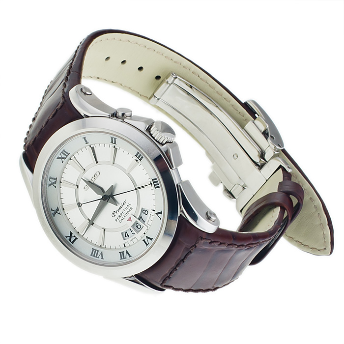 Seiko SNQ105P1 Premier klasyczny zegarek srebrny - miniatura 4
