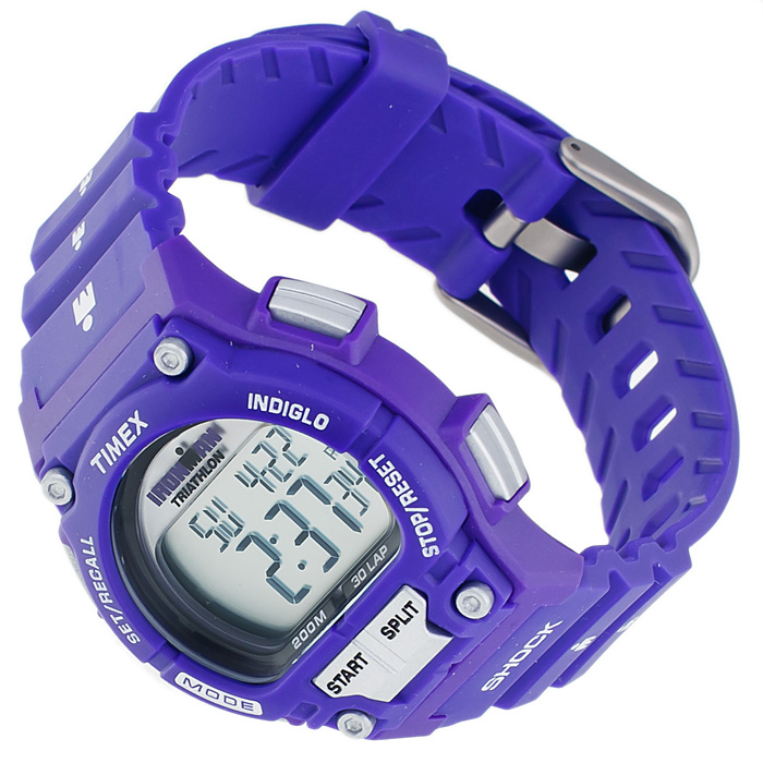 Timex T5K431 Ironman Triathlon Shock Resistant Ironman sportowy zegarek fioletowy - miniatura 4