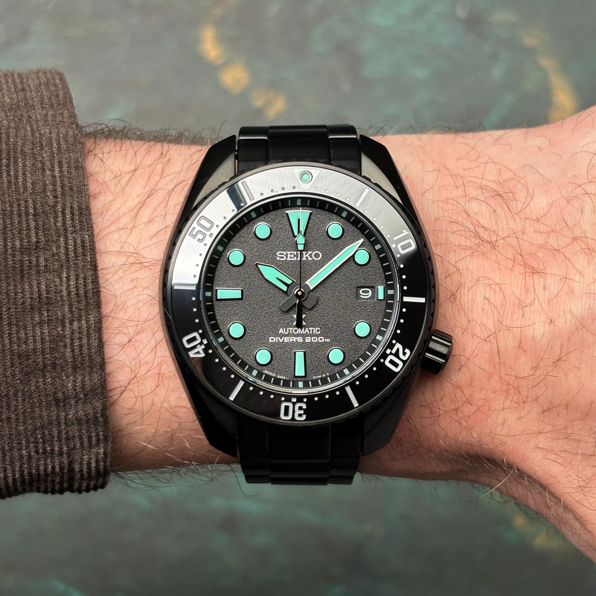 Zegarek Seiko Prospex "Night Vision" Black Series Sumo Diver Limited Edition - męski  - miniatura 17