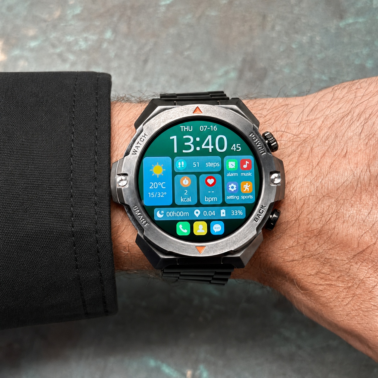 Smartwatch Enter Expedytor II Czarny zestaw z Paskiem 
