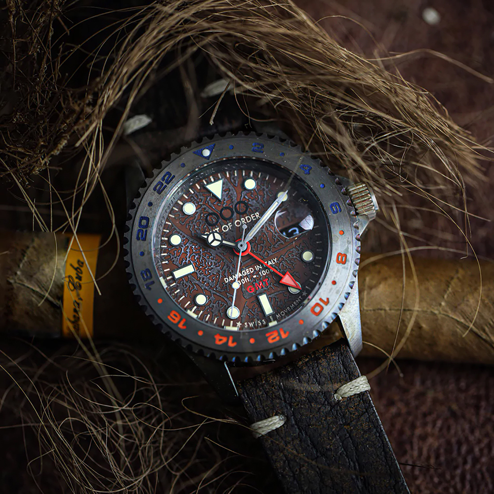 001-19.HA zegarek szary klasyczny Swiss GMT pasek - miniatura 2