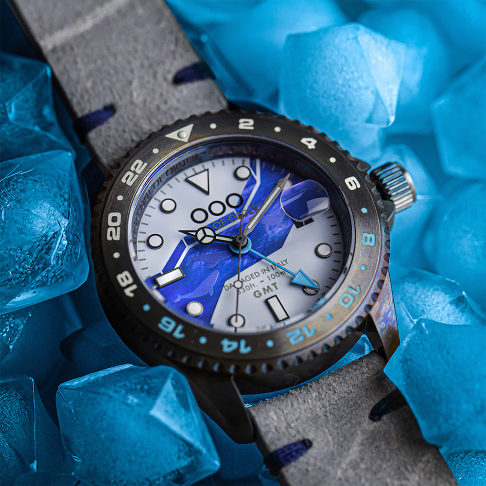 001-19.JU zegarek szary klasyczny Swiss GMT bransoleta - miniatura 2