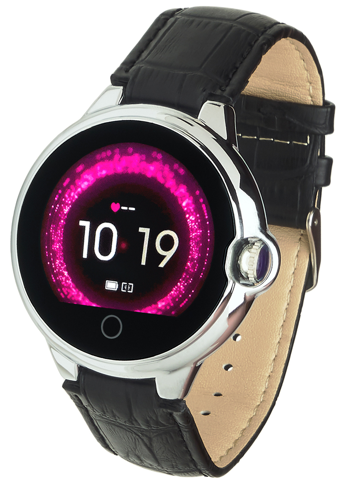 Garett Smartwatch Garett Women Karen RT czarno-srebrny skórzany 5903246286458