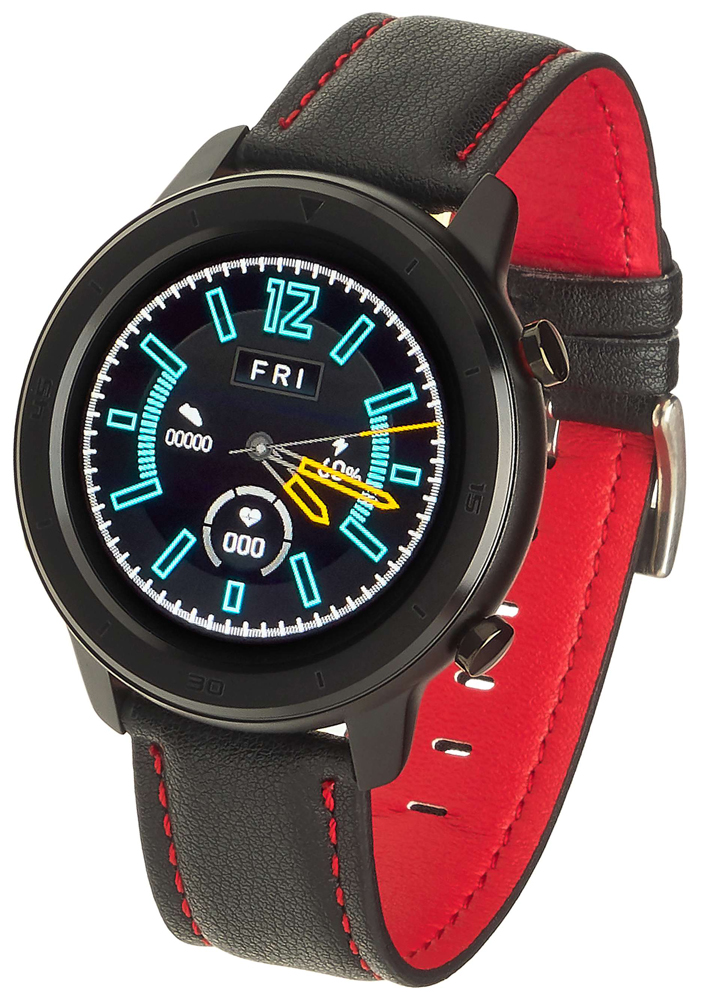 Garett 5903246286601 Męskie Smartwatch Garett Master RT czarno-czerowny skórzany
