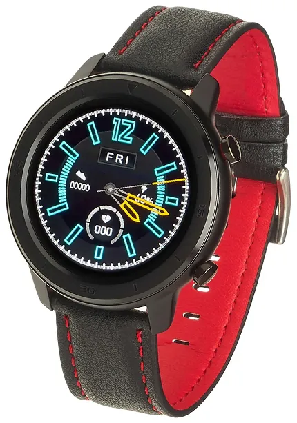 Garett 5903246286601 Męskie Smartwatch Garett Master RT czarno-czerowny skórzany