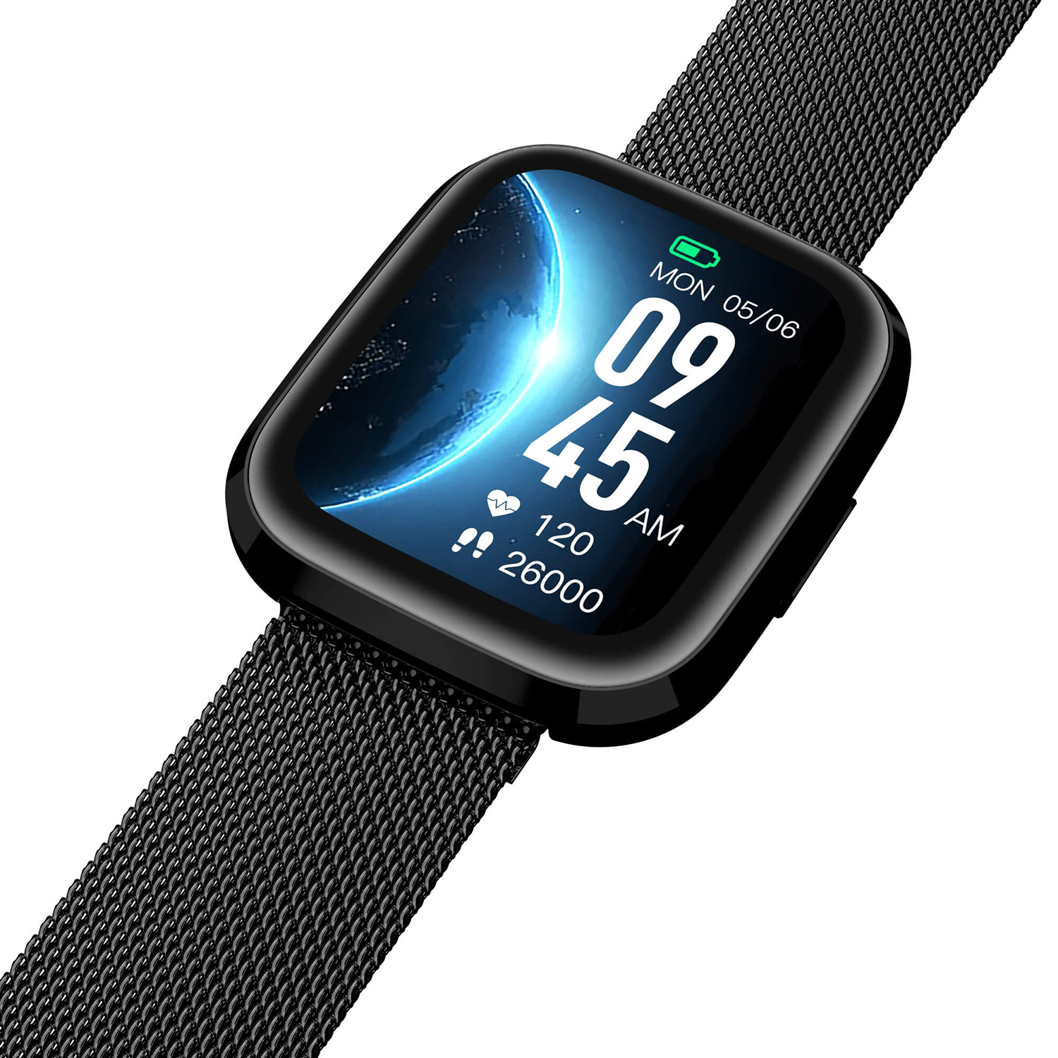 5904238484845 zegarek srebrny sportowy Smartwatch bransoleta - miniatura 4