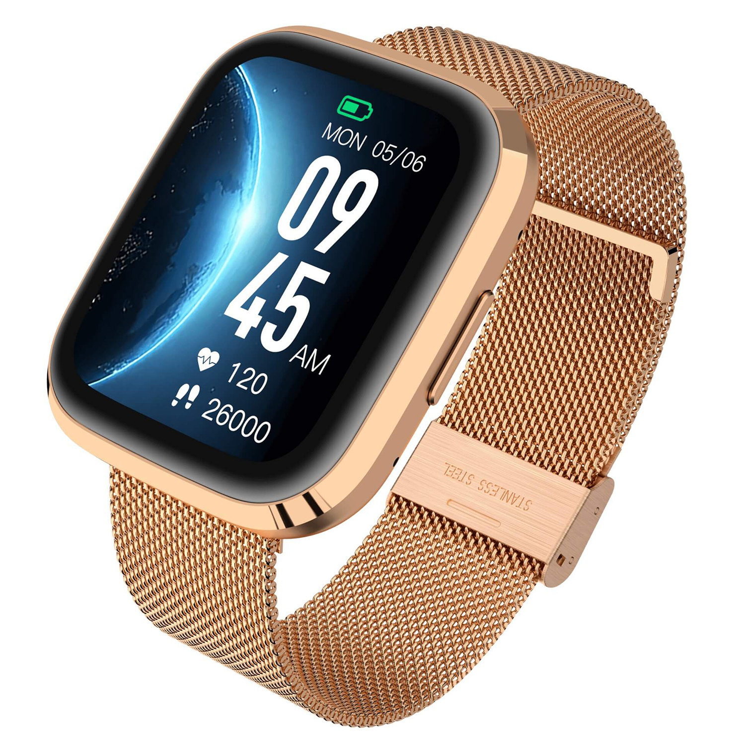 5904238484869 zegarek srebrny sportowy Smartwatch bransoleta - miniatura 5