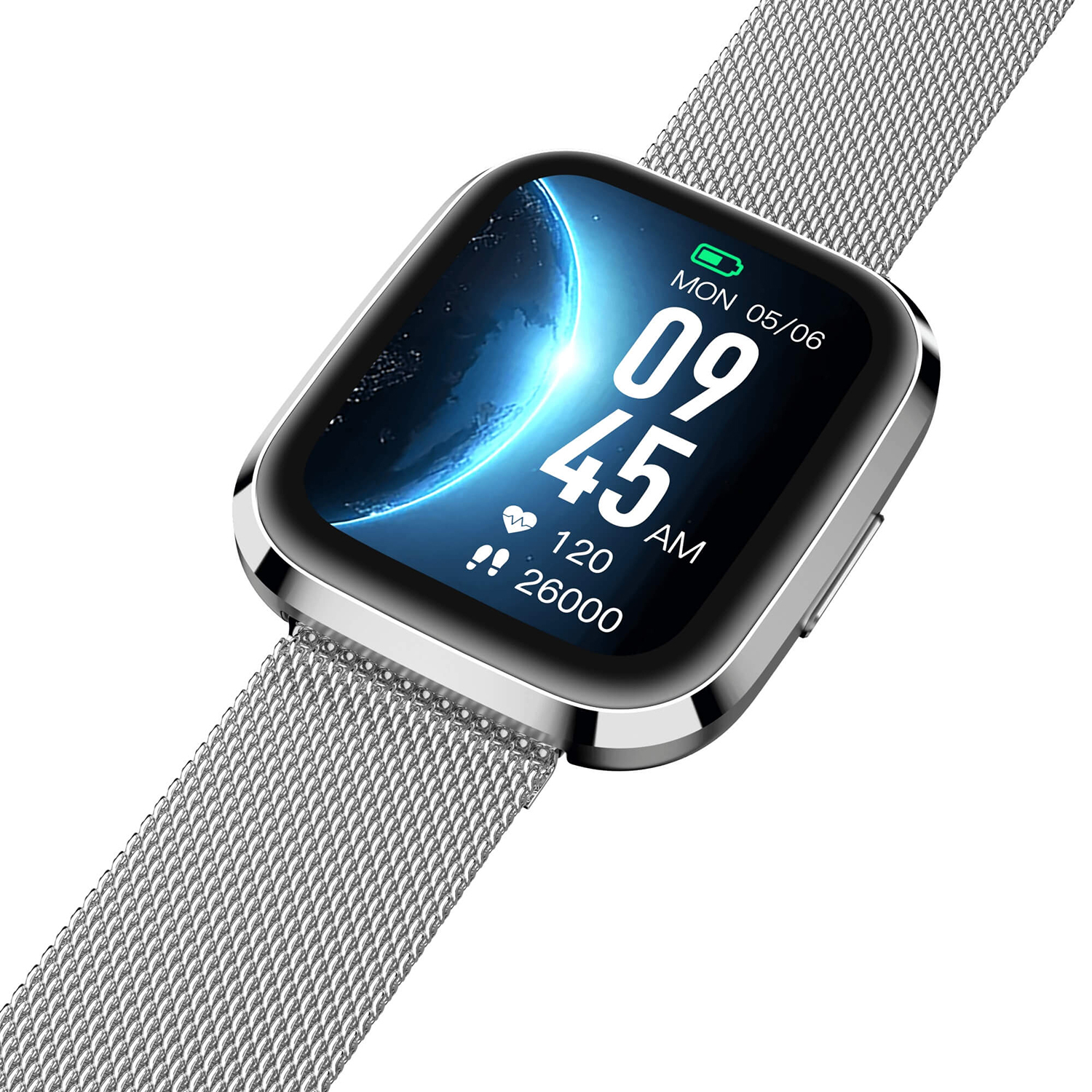 5904238484883 zegarek srebrny sportowy Smartwatch pasek - miniatura 4