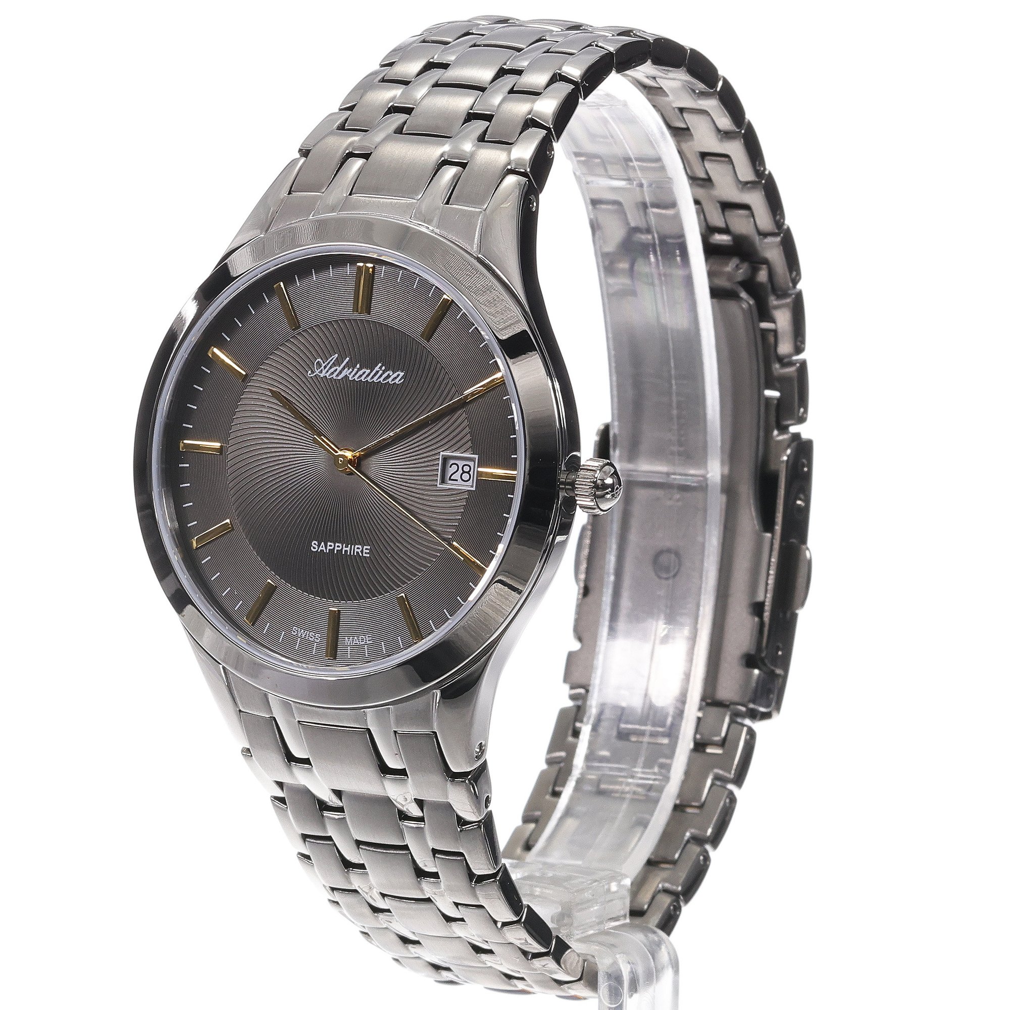 Adriatica A1236S1G6Q Stainless Steel Sapphire 40mm zegarek klasyczny Męskie - miniatura 2