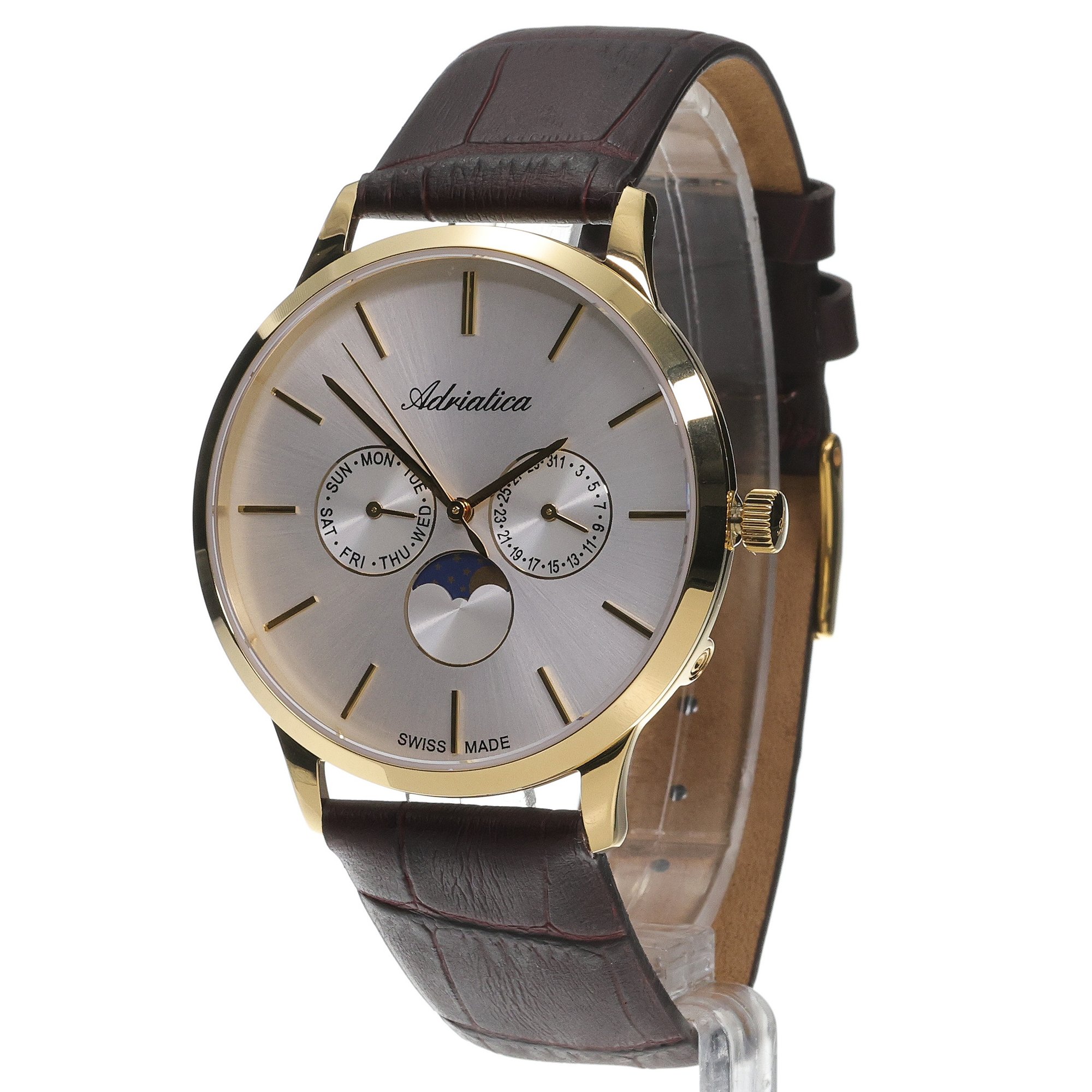 Adriatica A12741B13QF-SET Moonphase Męskie klasyczny zegarek złoty - miniatura 2