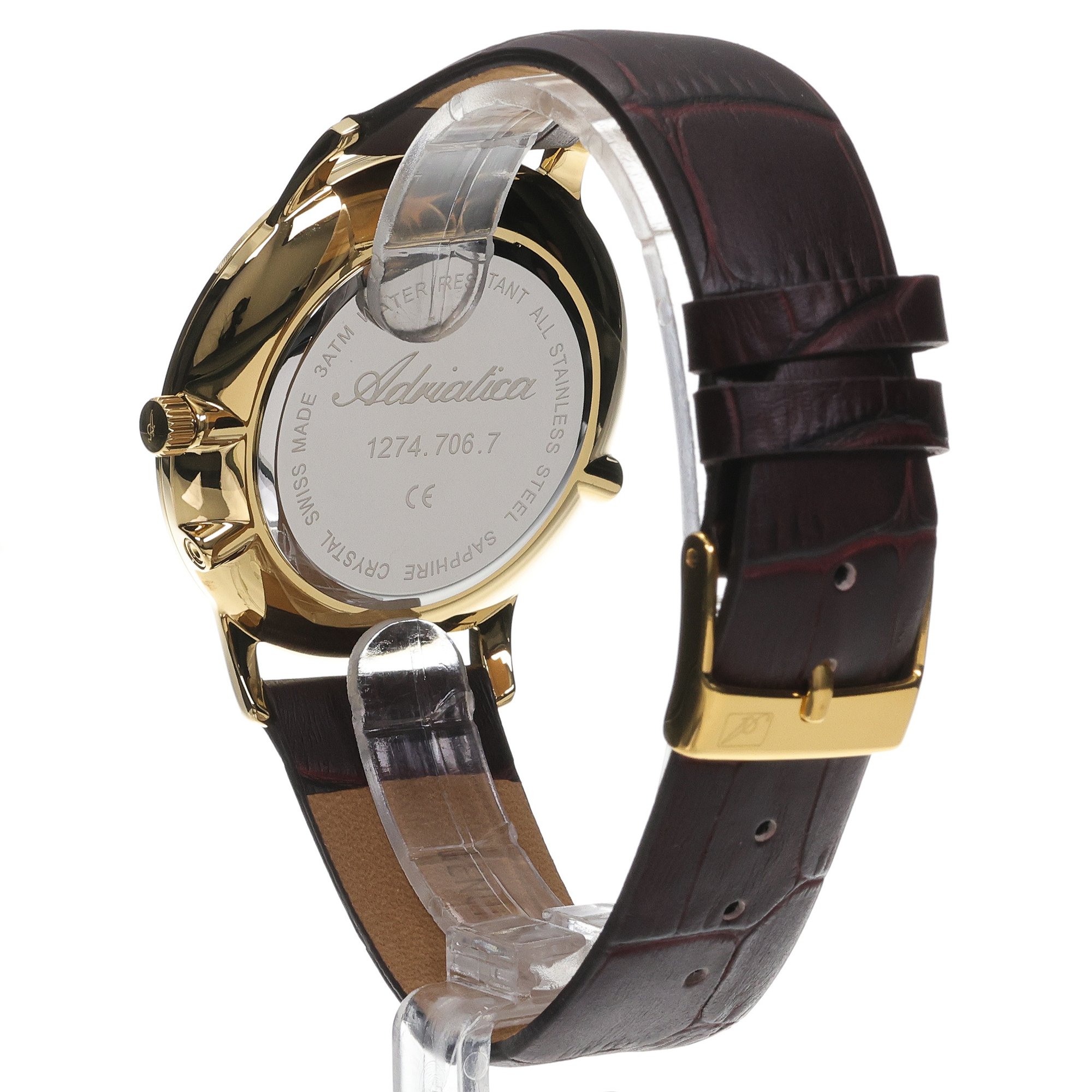 Adriatica A12741B23QF-SET Męskie Moonphase zegarek męski klasyczny szafirowe - miniatura 4