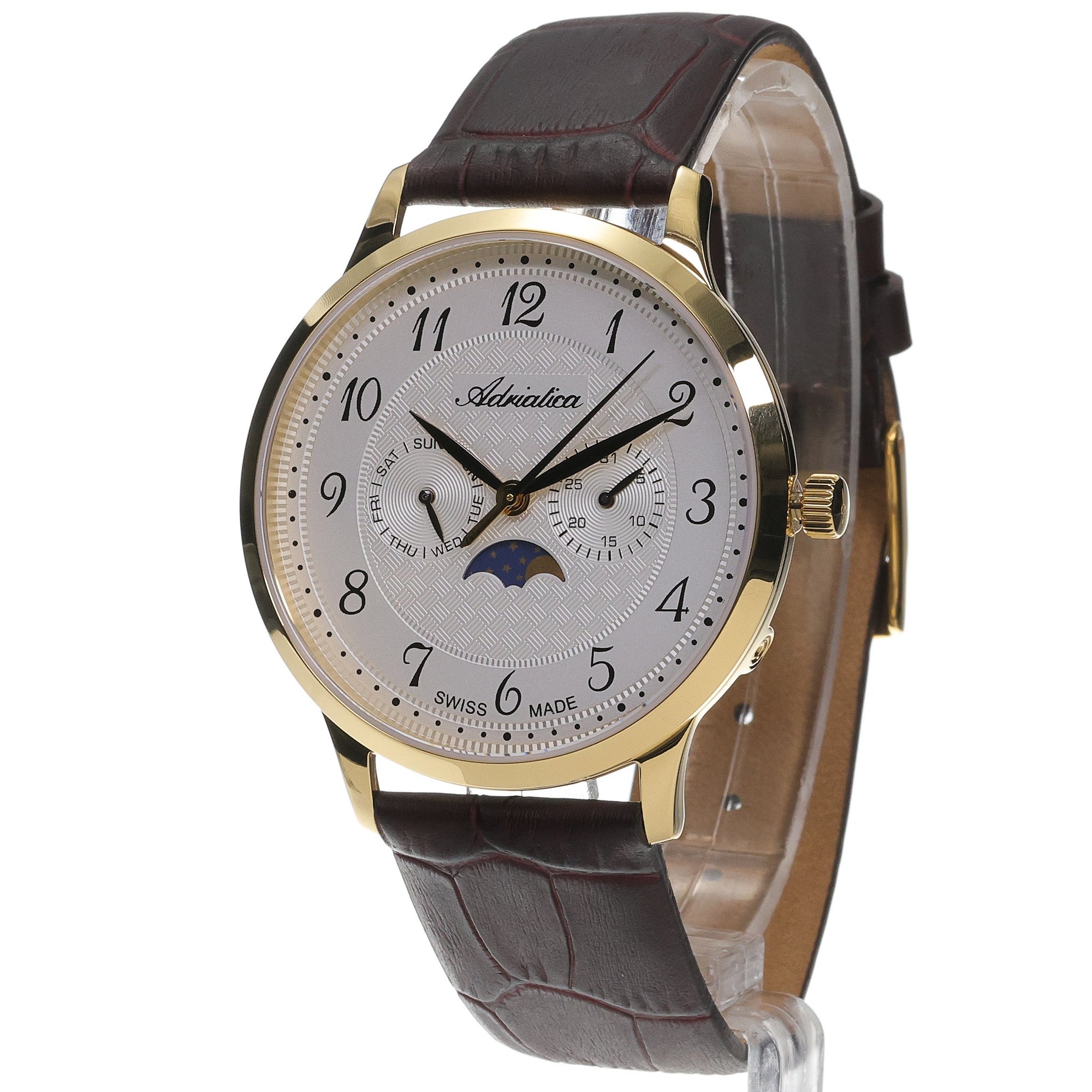 Adriatica A12741B23QF-SET Moonphase Męskie klasyczny zegarek złoty - miniatura 2