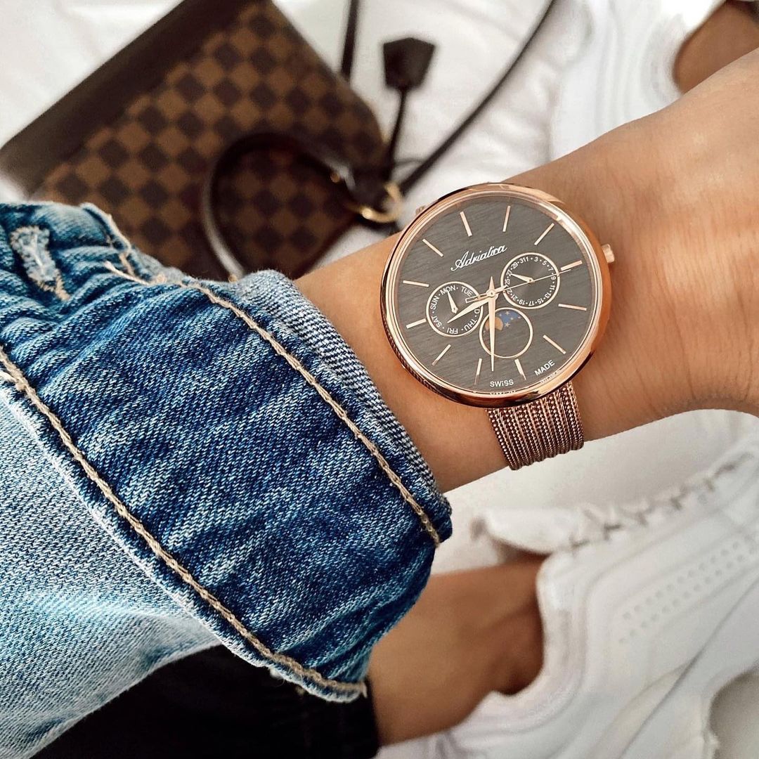 Adriatica A3732.9116QF Bransoleta Moonphase zegarek damski klasyczny mineralne - miniatura 8