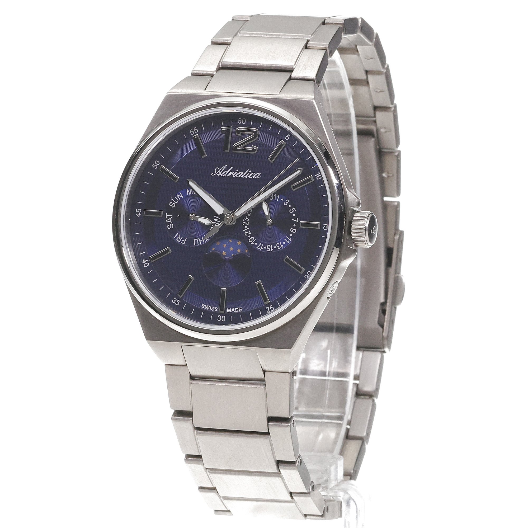 Adriatica A83464155QF Multifunction Męskie elegancki zegarek srebrny - miniatura 2
