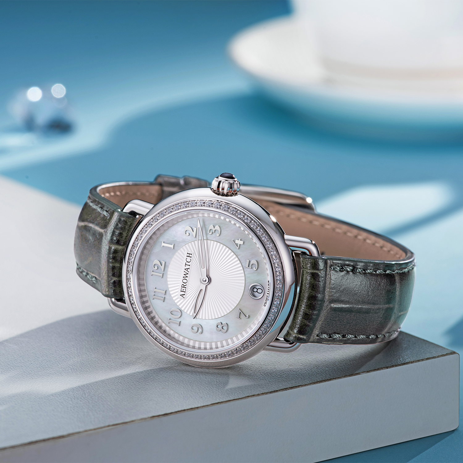 Aerowatch 42960-AA19-DIA zegarek srebrny klasyczny 1942 pasek - miniatura 2