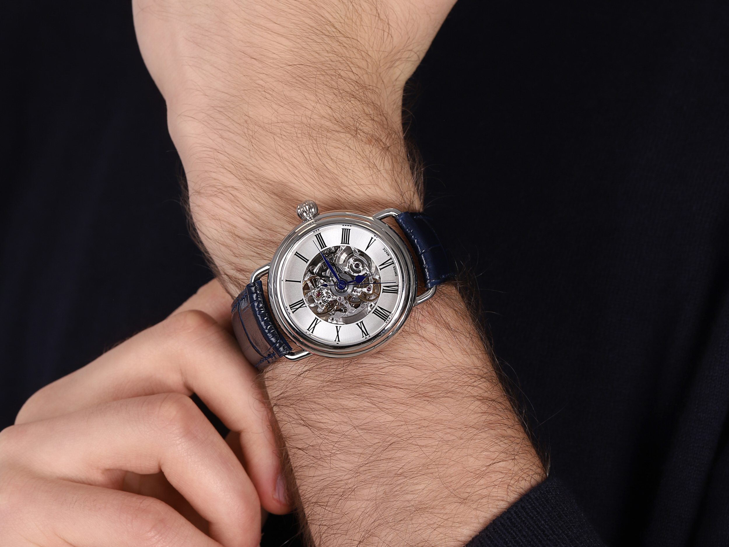 Aerowatch 60900-AA22 zegarek srebrny klasyczny 1942 pasek - miniatura 4