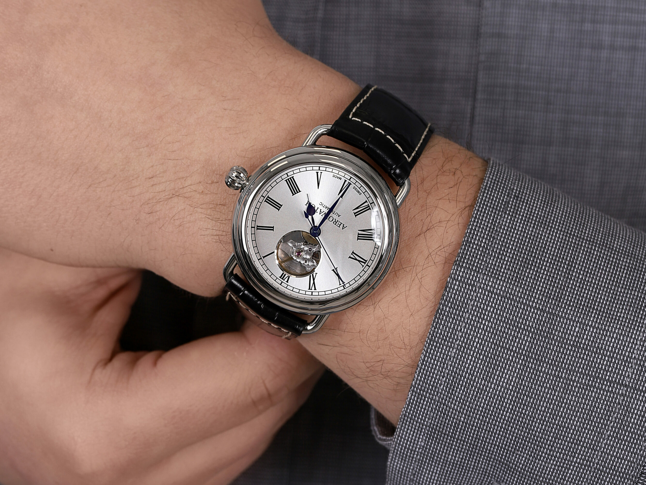 Aerowatch 68900-AA03 1942 1942 AUTOMATIC zegarek męski klasyczny szafirowe - miniatura 4