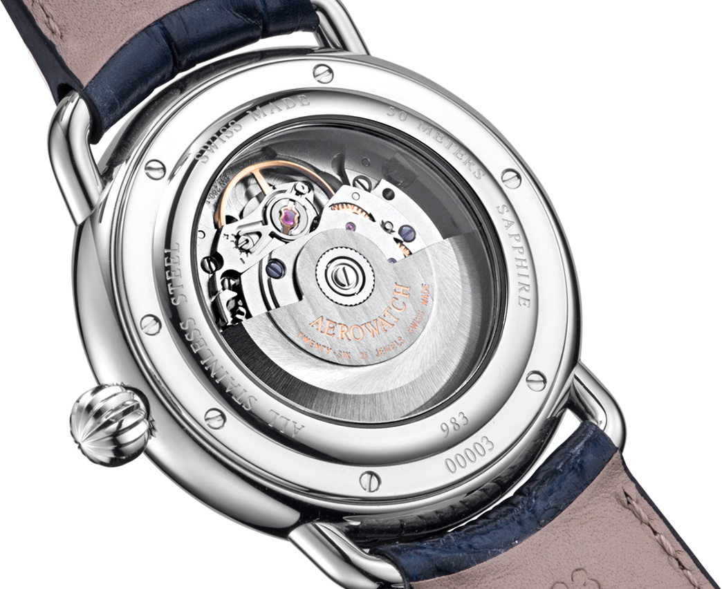Aerowatch 76983-AA01 1942 1942 PETITE SECONDE zegarek męski klasyczny szafirowe - miniatura 7