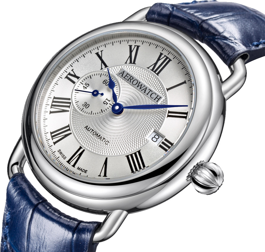 Aerowatch 76983-AA01 1942 PETITE SECONDE 1942 klasyczny zegarek srebrny - miniatura 6