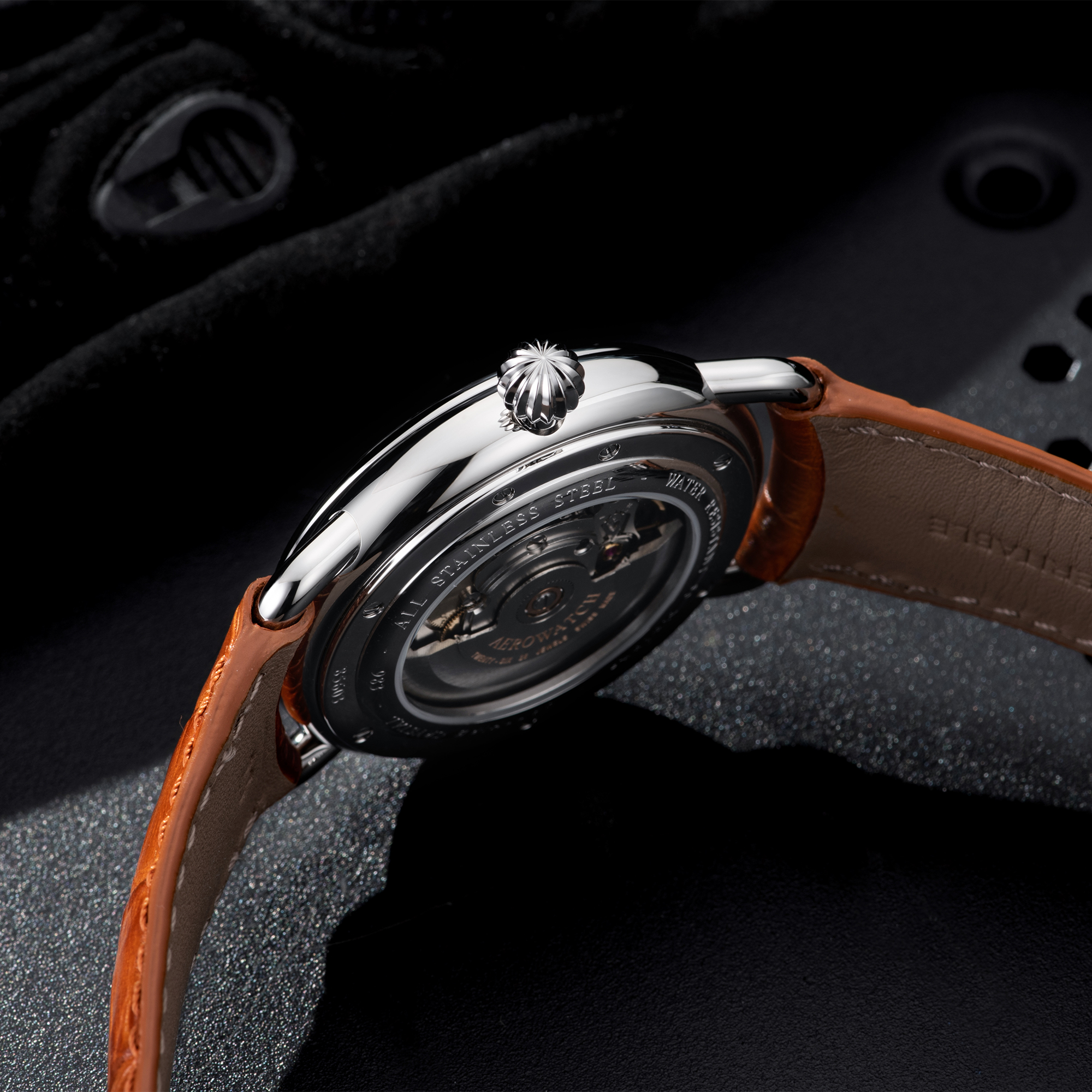 Aerowatch 77983-AA06 1942 MOON PHASES AUTOMATIC zegarek klasyczny 1942 - miniatura 4