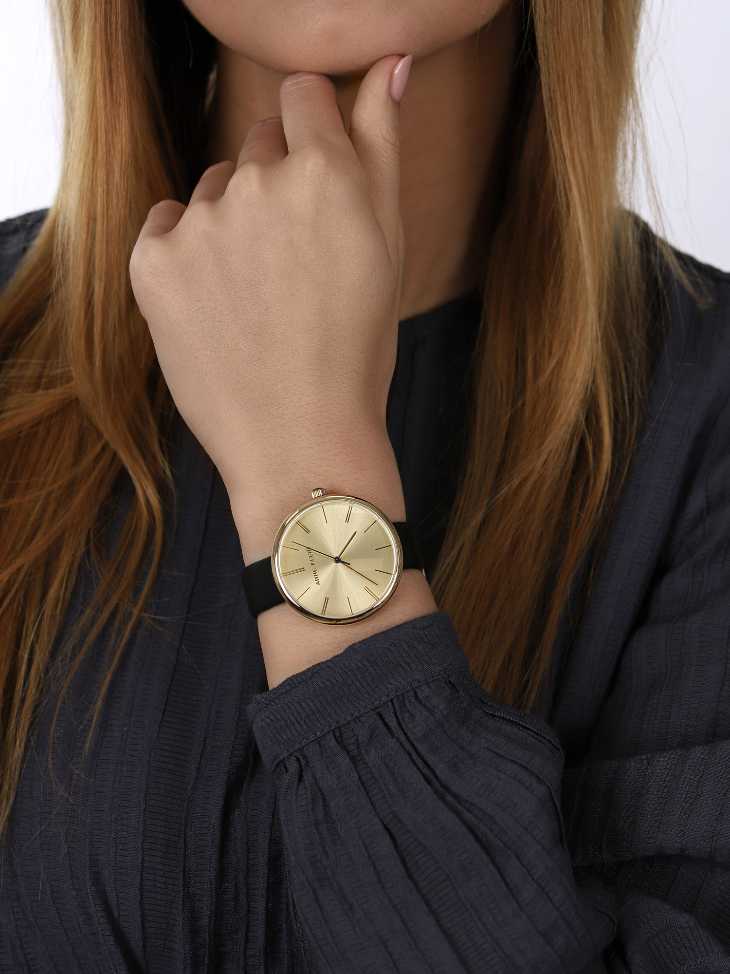 Anne Klein AK-2996CHBK zegarek złoty klasyczny Pasek pasek - miniatura 3