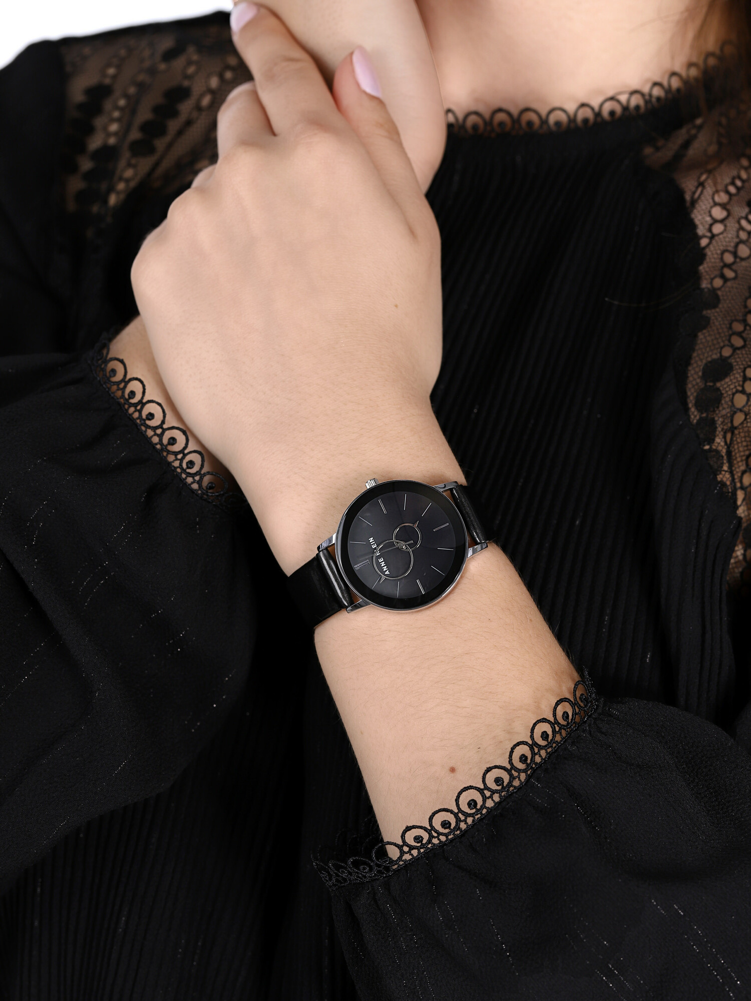 Anne Klein AK-3261BKGY damski zegarek Pasek pasek