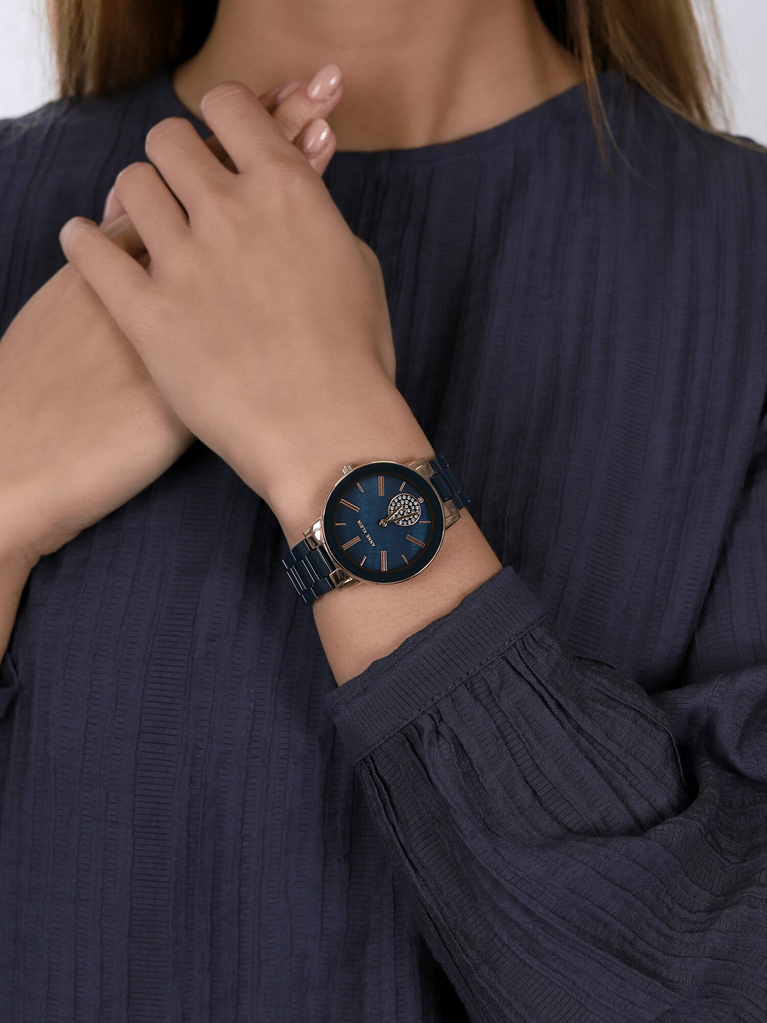 Anne Klein AK-3502NVRG zegarek różowe złoto klasyczny Bransoleta bransoleta - miniatura 3