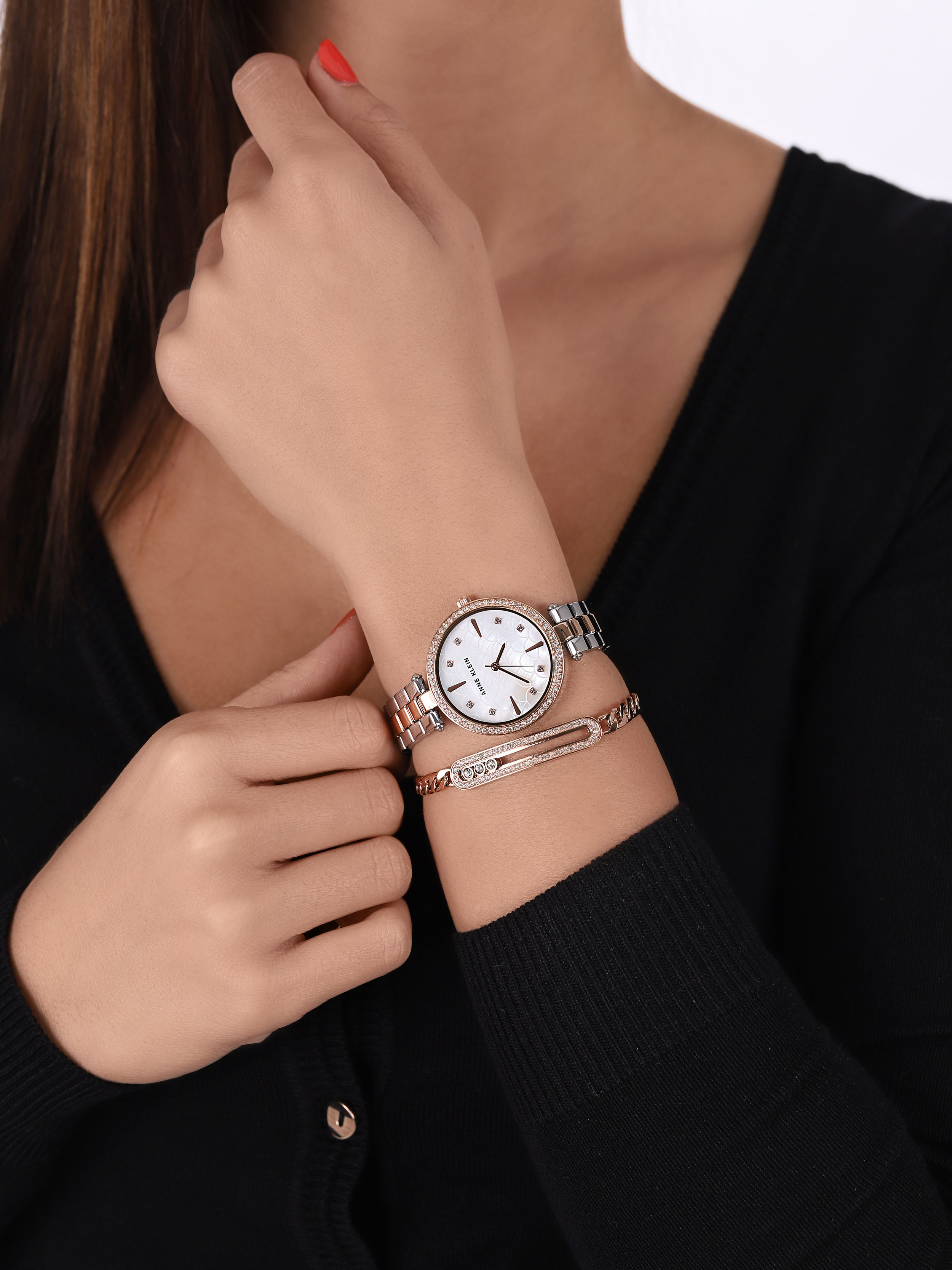 Anne Klein AK-3559RTST zegarek srebrny klasyczny Bransoleta bransoleta - miniatura 3
