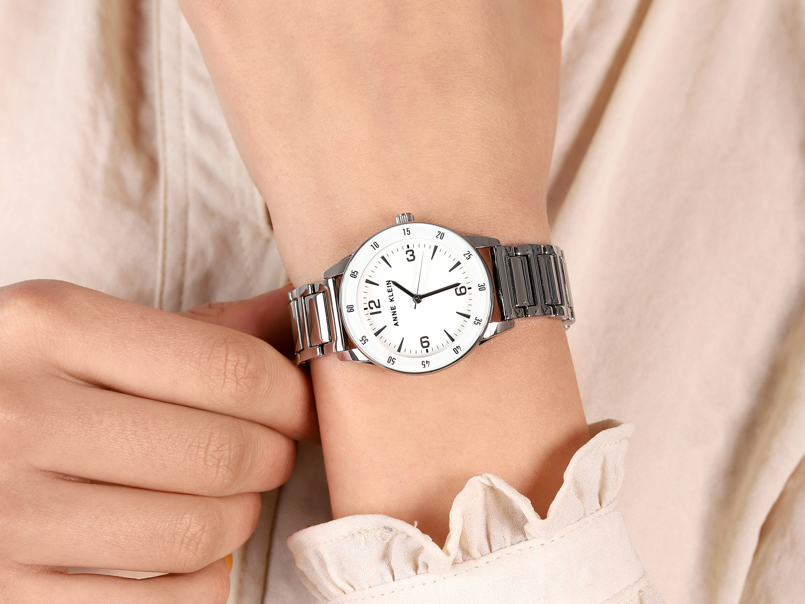 Anne Klein AK-3603WTSV zegarek srebrny klasyczny Bransoleta bransoleta - miniatura 7