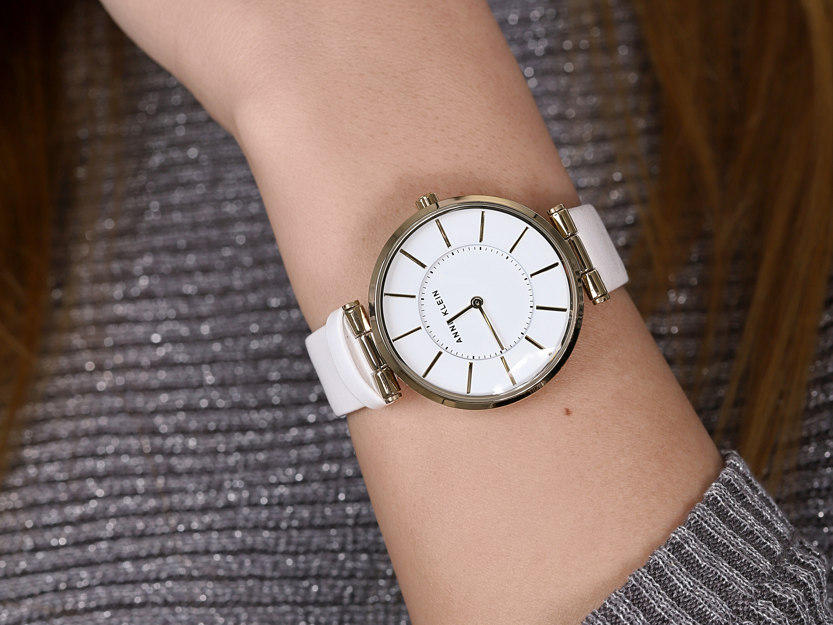 Anne Klein AK-3696WTWT zegarek złoty klasyczny Pasek pasek - miniatura 4