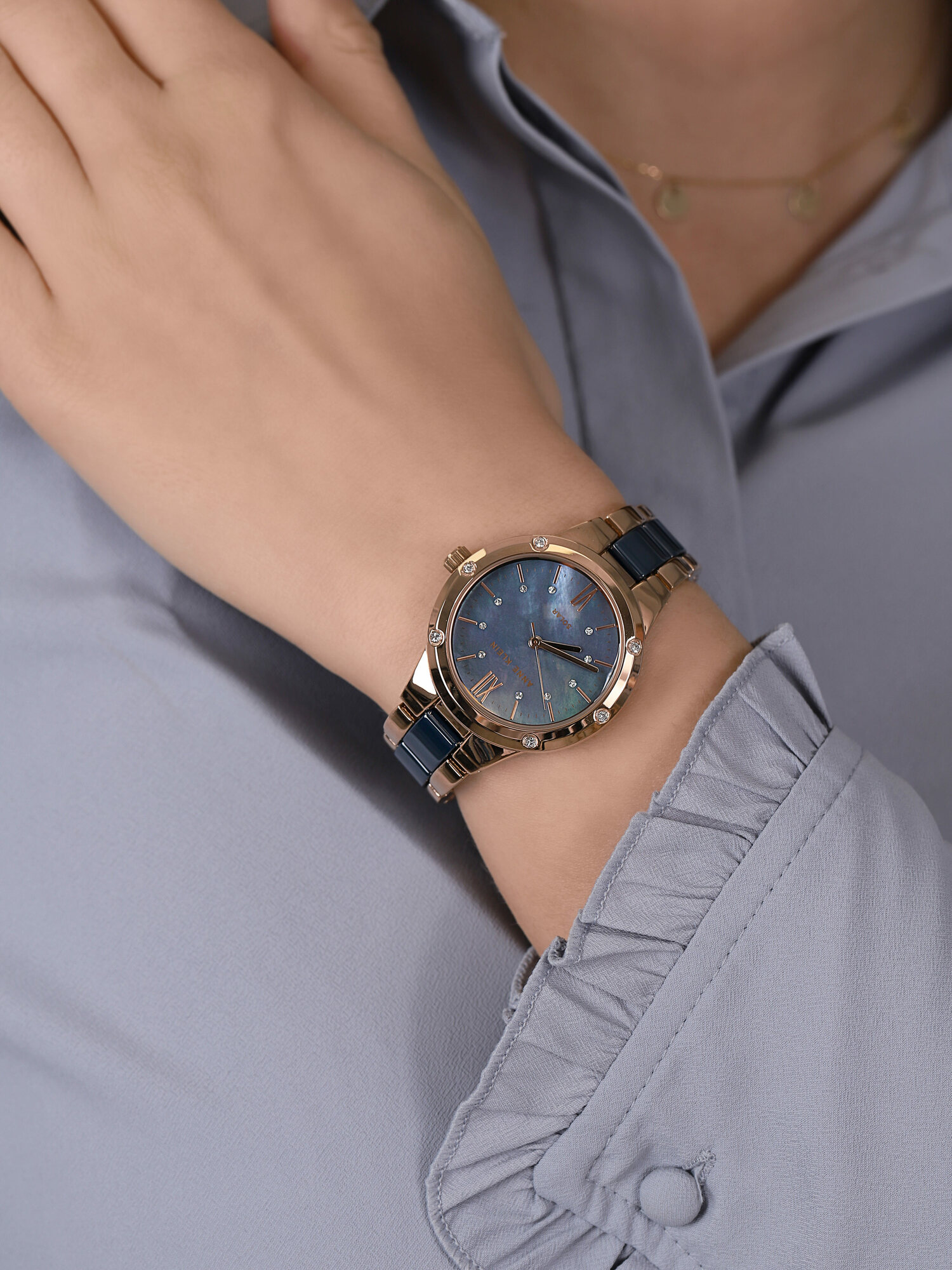 Anne Klein AK-3758NVRG zegarek różowe złoto klasyczny Bransoleta bransoleta - miniatura 3