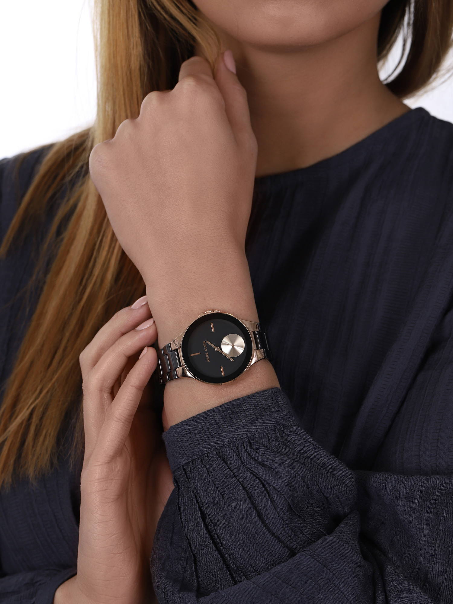 Anne Klein AK-3808BKRG zegarek różowe złoto klasyczny Bransoleta bransoleta - miniatura 3