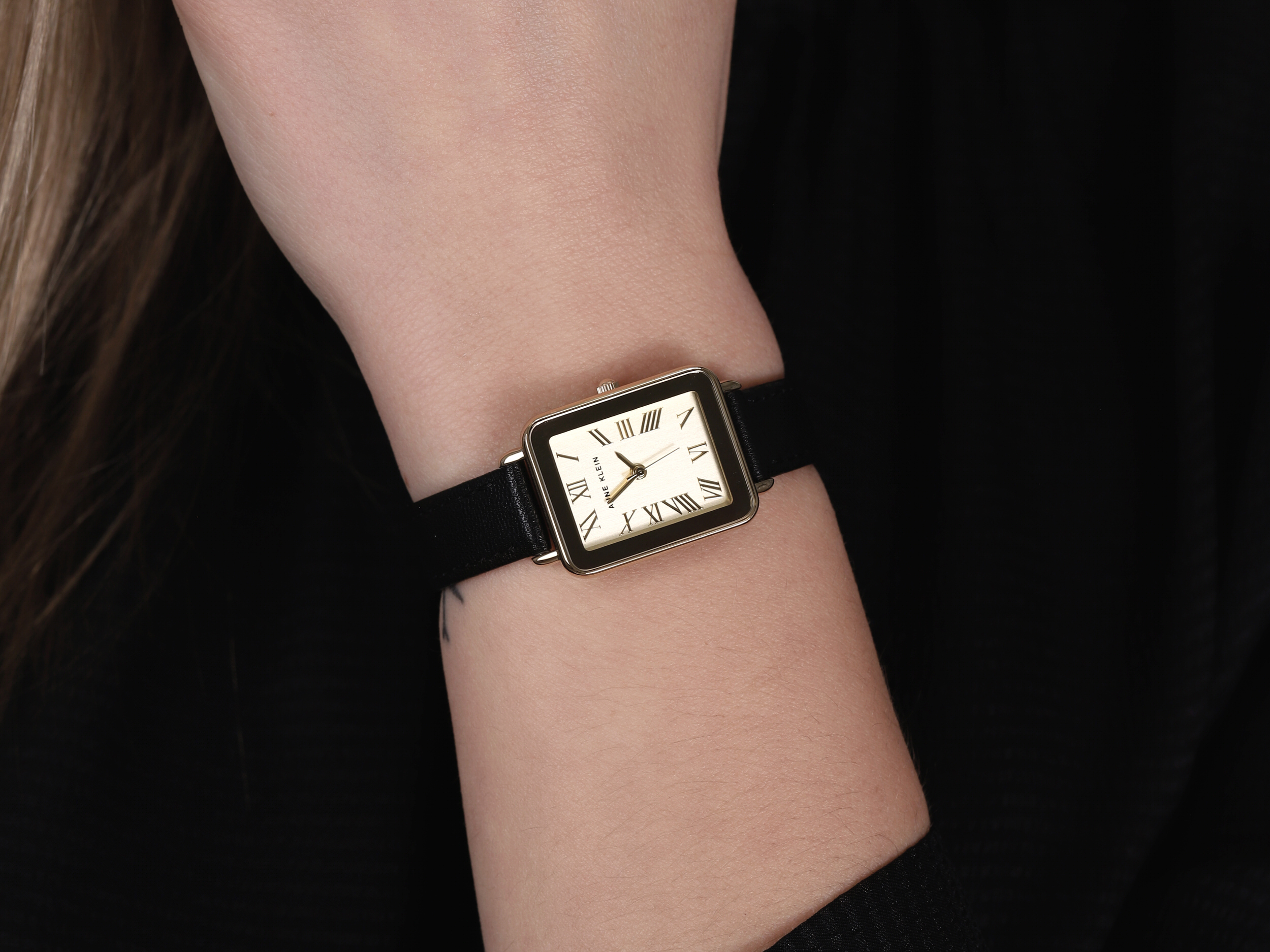 Anne Klein AK-3828CHBK zegarek złoty klasyczny Pasek pasek - miniatura 4