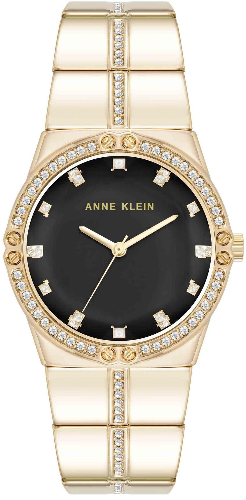 Anne Klein Faceted Crystal Bezel Watch AK-5036BKGB