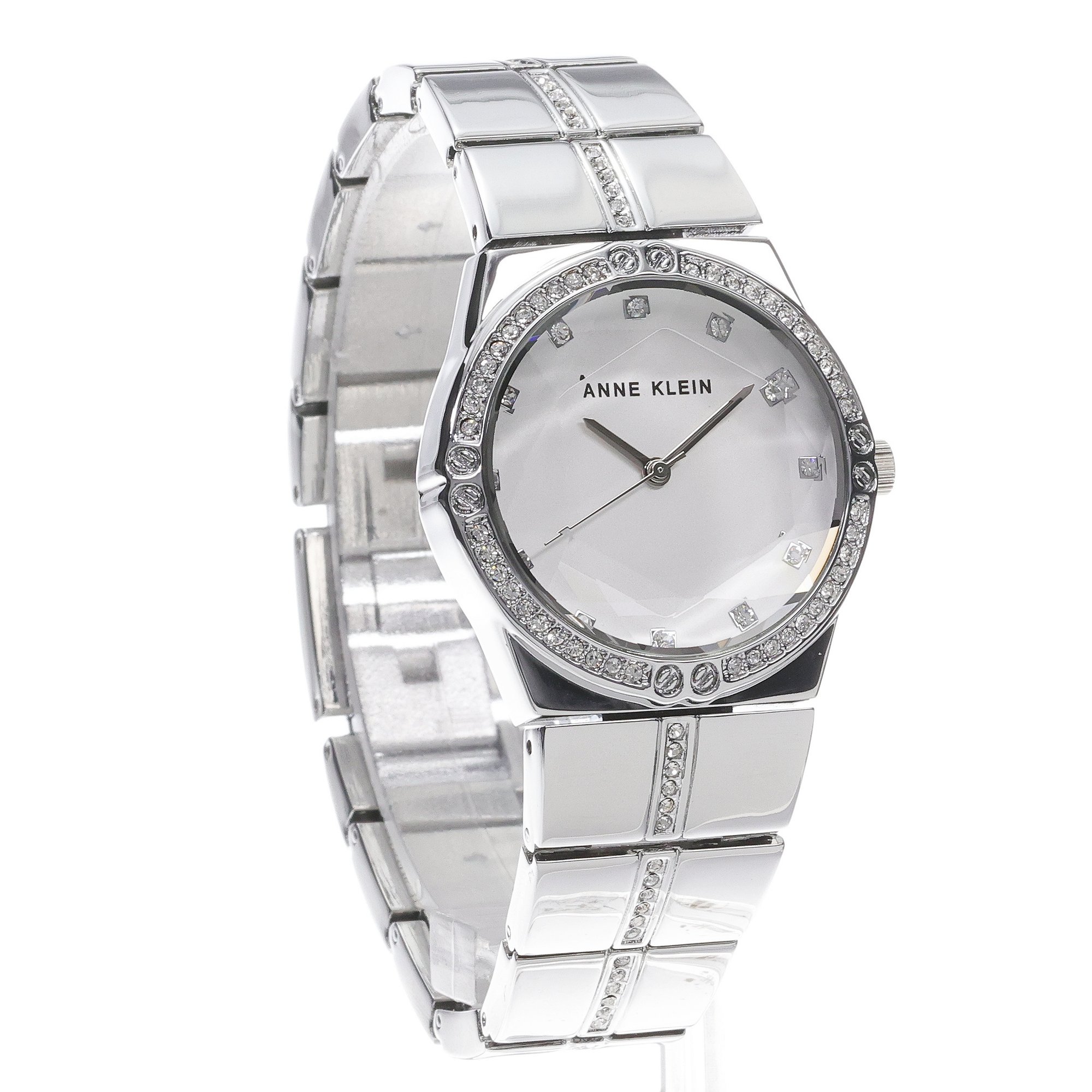 Anne Klein AK-5037SVSV Faceted Crystal Bezel Watch zegarek elegancki Bransoleta