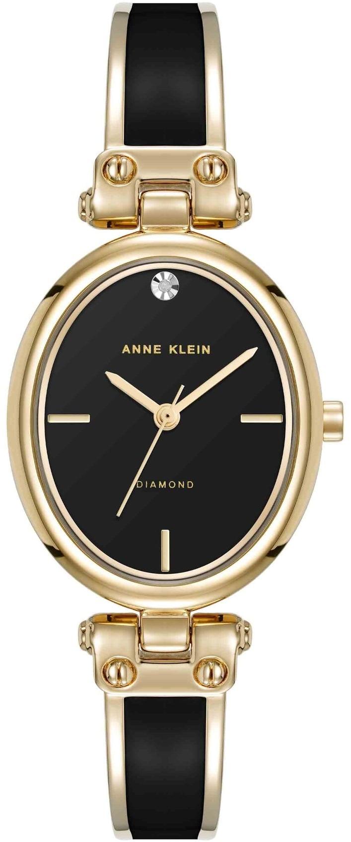 Anne Klein Oval Diamond Accented Bangle AK-5118BKGB