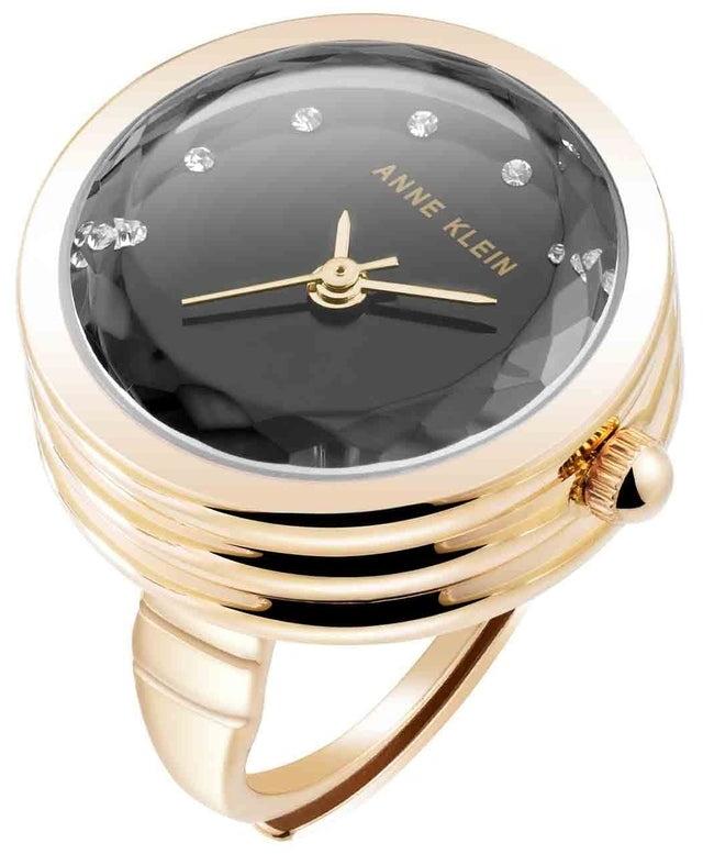 Anne Klein Faceted Crystal Ring Watch AK-5124RINGBK